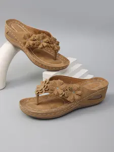 Women's PU Leather Floral Pattern Sandals, Boho Style Summer Footwear, Lightweight & Comfortable Design, Perfect for Daily Wear