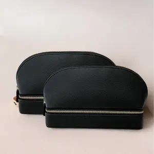 Portable Makeup Bag with Double Layer Jewelry Case and Organizer