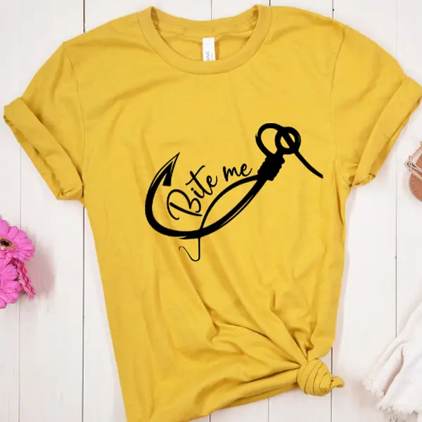 Bite Me Fish Hook Direct To Film Print, DTF Print, Ready To Press Print For T-Shirts