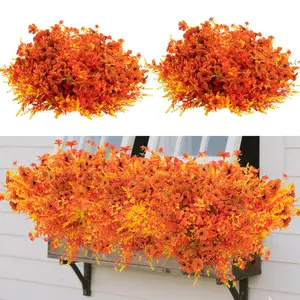 12-Piece Nature-Themed Room Decor Autumn Premium Set with Yellow and Orange Flowers Plants and Pumpkins Perfect for Halloween Decor