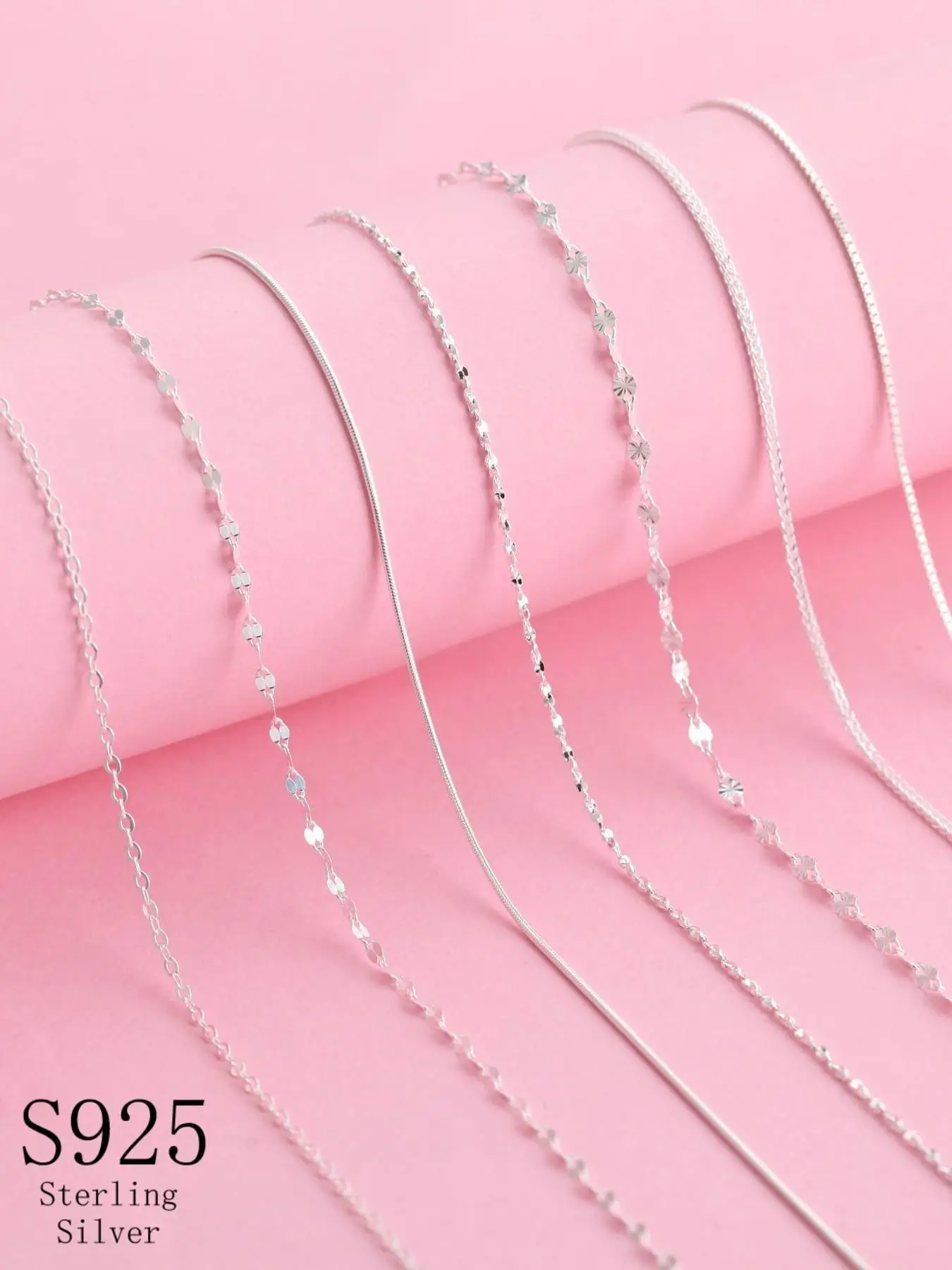 925 Sterling Silver Women's Simple Fashion Chain Necklace, Classic Series Necklace, Fashion Jewelry Accessories for Women As Gift
