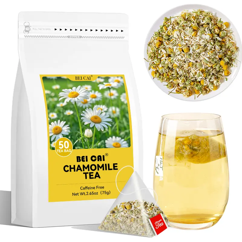 Chamomile Tea, 50 Pyramid Tea Bags.No Additives, Caffeine-Free. Ideal for Daily Drinking And Holiday Gifts.