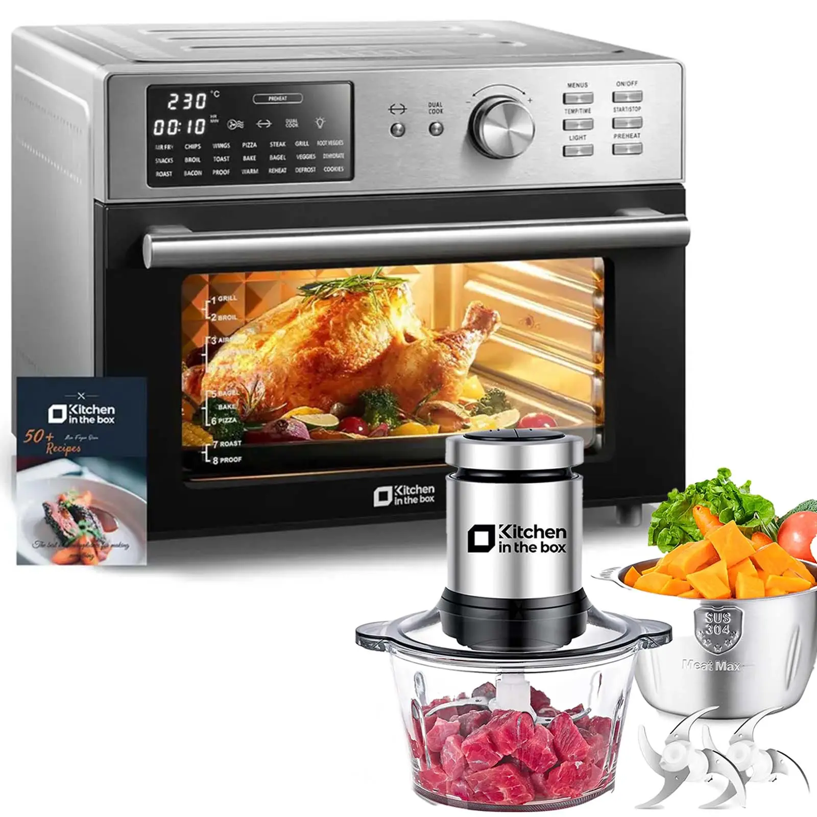 Kitchen in the Box Multifunction Appliance Bundle: Food Processor + 32QT Air Fryer Oven, All-in-One Meal Prep & Cooking, Chop, Slice, Shred & Air Fry, Large Capacity, Multi-Function, Easy to Use & Clean