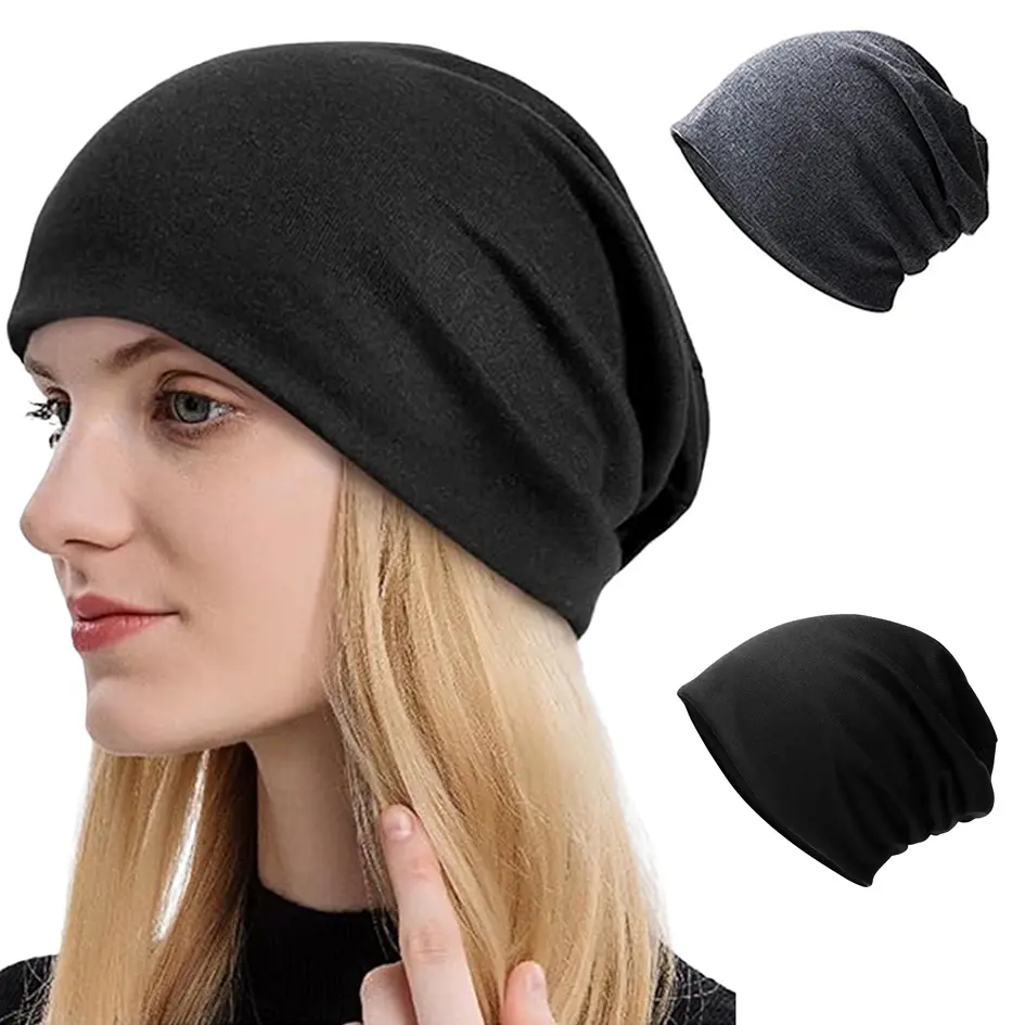 Unisex Slouchy Beanie Clothing Undercap - Soft, Lightweight Thin Cotton Blend Skull Cap, 6-7/8''-7.5'' Head Girth (21.6-23.6 in) Fit, Everyday Use, All Seasons Casual Camping Accessory, Machine Washable