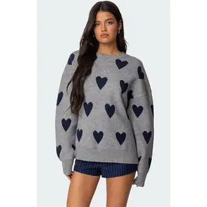 Edikted Women's Big Heart Oversized Sweater