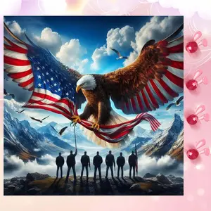 5D DIY Full Drill Round Diamond Painting - Diamond Art Painting Kit Eagle Claw Flag Mosaic, Canvas - DIY Decorative Painting, Home Wall Decor, Suitable for Halloween and Christmas, Birthday and Anniversary Gifts