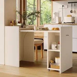 Compact Extension Table Folding Computer Desk with Drawer and Storage Shelves for Home Office, Study, Gaming in Small Spaces, Dorm or Apartment