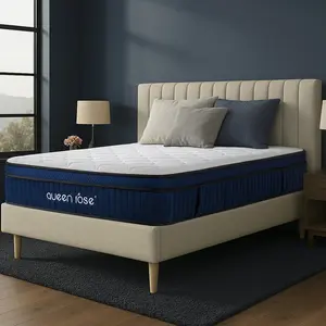 Queen Rose Fiberglass-FREE Hybrid Gel Memory Foam Mattress LITE with Lumbar Support,Soft and Comfy, 12&14 inch Queen Mattress Bed,5 layer Support, Pocket Innerspring, Twin/Full/Queen/King Mattress in Hybrid Boxed,Individual Pocket,Hybrid Mattress