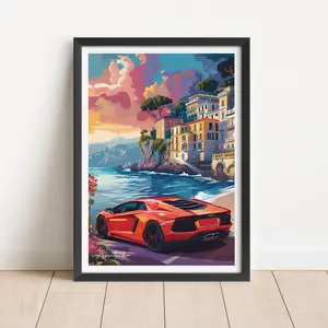Lamborghini Aventador Supercar Giclee Graphic Print, Multi-Size Paper Wall Art, Car Poster for Room Home Decor Decoration