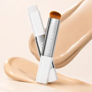 PHOFAY Color-Adapting Foundation Stick & Concealer | Built-In Brush, Lightweight, Buildable Coverage, Natural Skin Finish