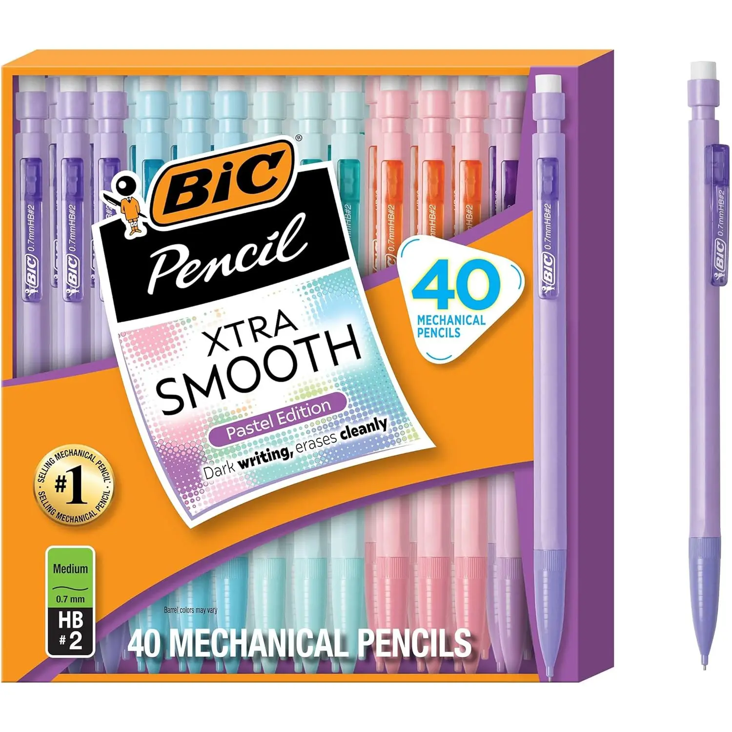 40PCS Pastel Mechanical Pencils with Erasers - 0.7mm HB #2 Medium Point, Smooth Writing Pencils for School, Office & Classroom Supplies