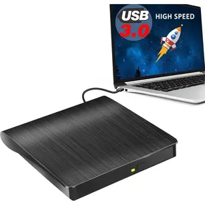 External DVD Drive, USB 3.0 Portable +/-RW, DVD Player for CD ROM Burner Compatible with Laptop Desktop PC Windows Linux OS   Black