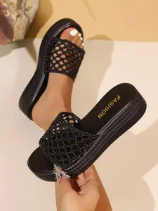 Boho Style Woven Sandals Women Grid Thick Sole Slip-On Vacation Travel Versatile Platform Shoes, Comfortable Summer Footwear