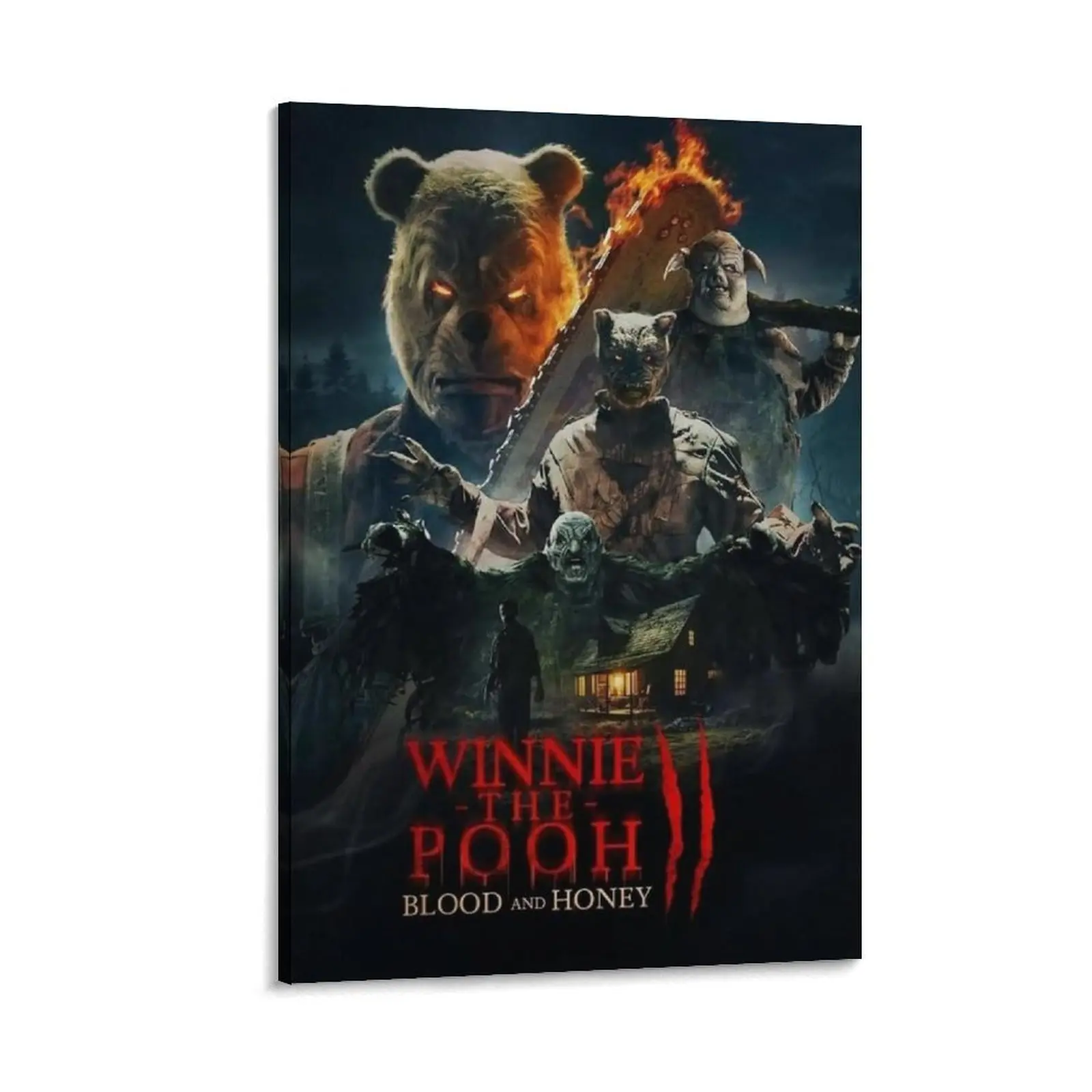Winnie-the-Pooh: Blood and Honey 2 (2024) Cartoon Character Movie Poster Canvas Wall Art, Customizable Multi-Size Display, Home Room Decor for Bedroom, Bar Gift