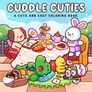Cuddle Cuties: Coloring Book for Adults and Teens Featuring Cozy Animal Friends in Cute and Funny Moments for Relaxation Paperback