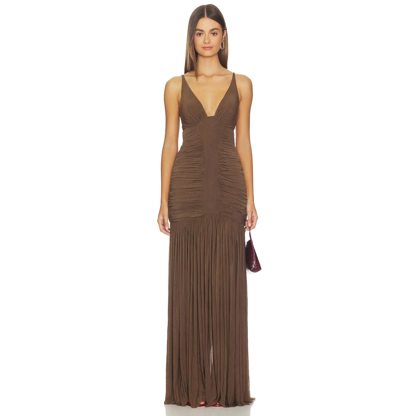 MISHA The Inferno Jersey Maxi Dress in Carafe