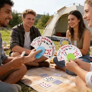 Card Storage Box, Three-Layer Spring-Loaded Card Organizer, Portable Hand-Free Card Clip, Ideal for Travel and Game Nights