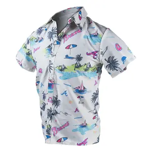 Atlanta All-over Print Short-sleeve Hawaiian Shirt, Doodle Summer Beach Tropical Button Down Shirt, Casual Vacation Floral Shirts