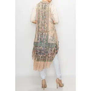 Turquoise/Taupe Lace Vest