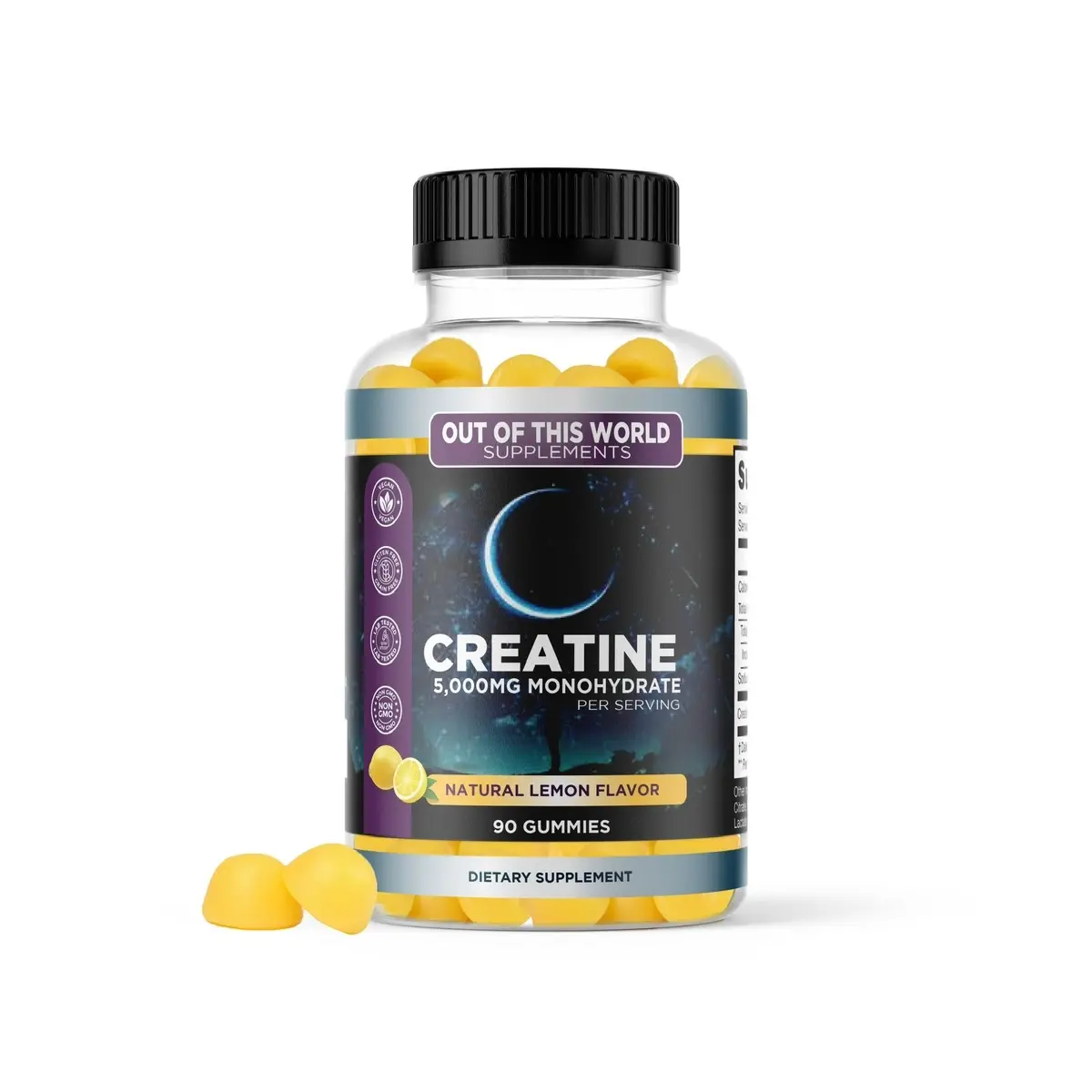 Creatine Monohydrate Gummies (5000 mg) Natural Lemon Flavor