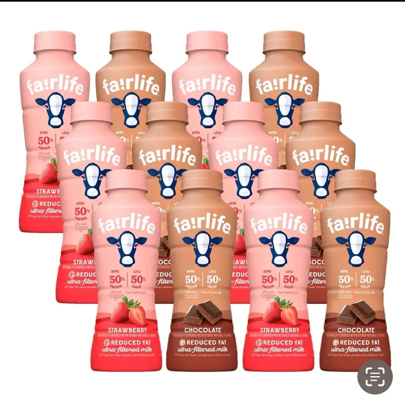 Fairlife Milk 2% Reduced Fat Variety Packs, 14 Fl Oz. Chocolate and Strawberry (Fairlife 2% Chocolate and Strawberry 12 Pack) Protein Dairy