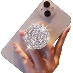 Rhinestone Decorated Phone Holder, Creative Foldable Retractable Phone Stand, Universal Phone Accessories for Women & Girls, Folding, for Cellphone Smartphone, Adjustable Phone Stand
