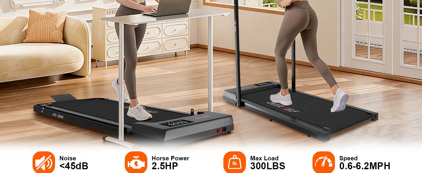 OVER SELF Walking pad Treadmill, 6.2MPH Portable Folding Treadmill with Handle Remote Control, Under Desk Treadmill Easy Storage Home Gym Fitness Equipment Workout Gear