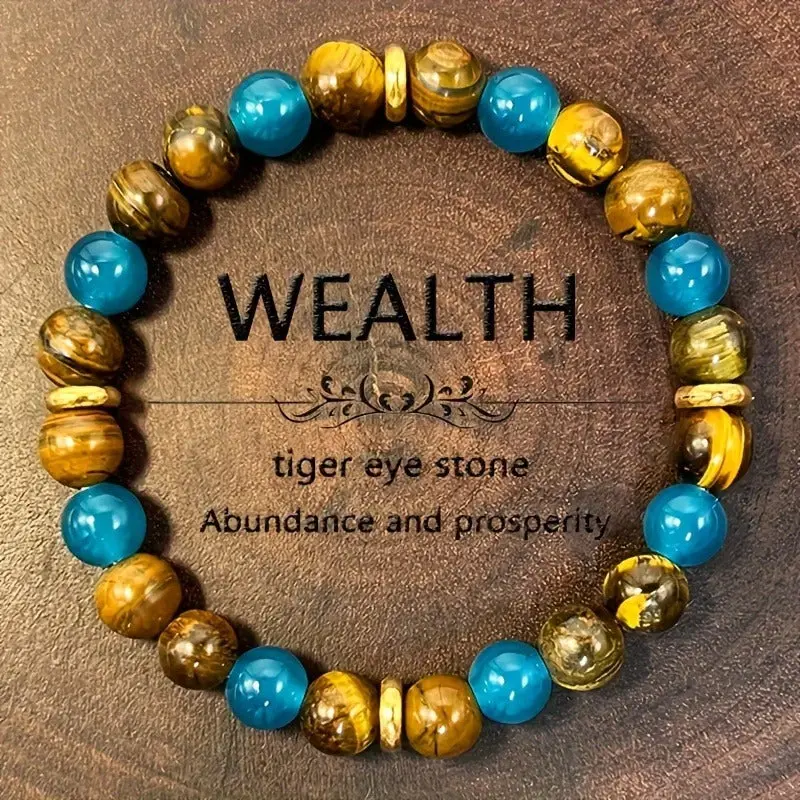 A Wealth-attracting Tiger's Eye Stone Bracelet - The Natural Beads Symbolize Wealth And Bring Abundance And Prosperity. It Is A Crystal Bracelet Jewelry Gift That Brings Peace And Good Luck