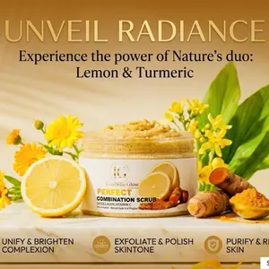 3X Brightening Lemon & Turmeric Face and Body Scrub Glowing Skin - Skincare for Skin Repair Acne Radiant.LaabelleGlow by Blaise skincare