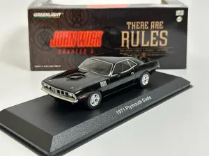 Greenlight 1:43 John Wick: Chapter 4 (2023) 1971 Plymouth 'Cuda Black Diecast Model Car