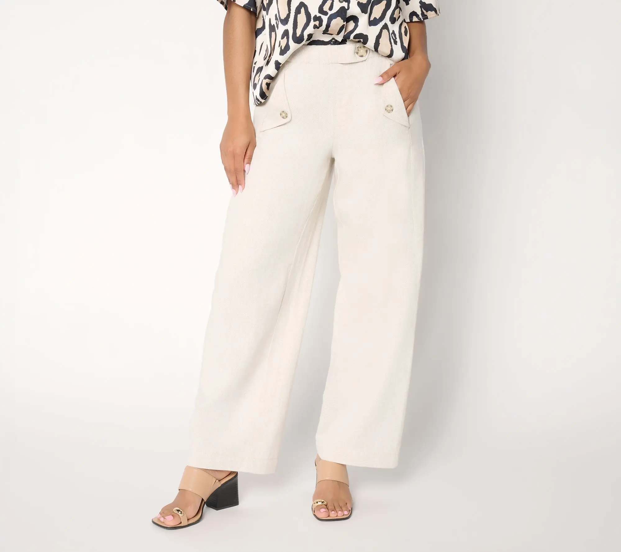 Earth by Aimee Kestenberg Petite Cotton Linen Wide-Leg Pants