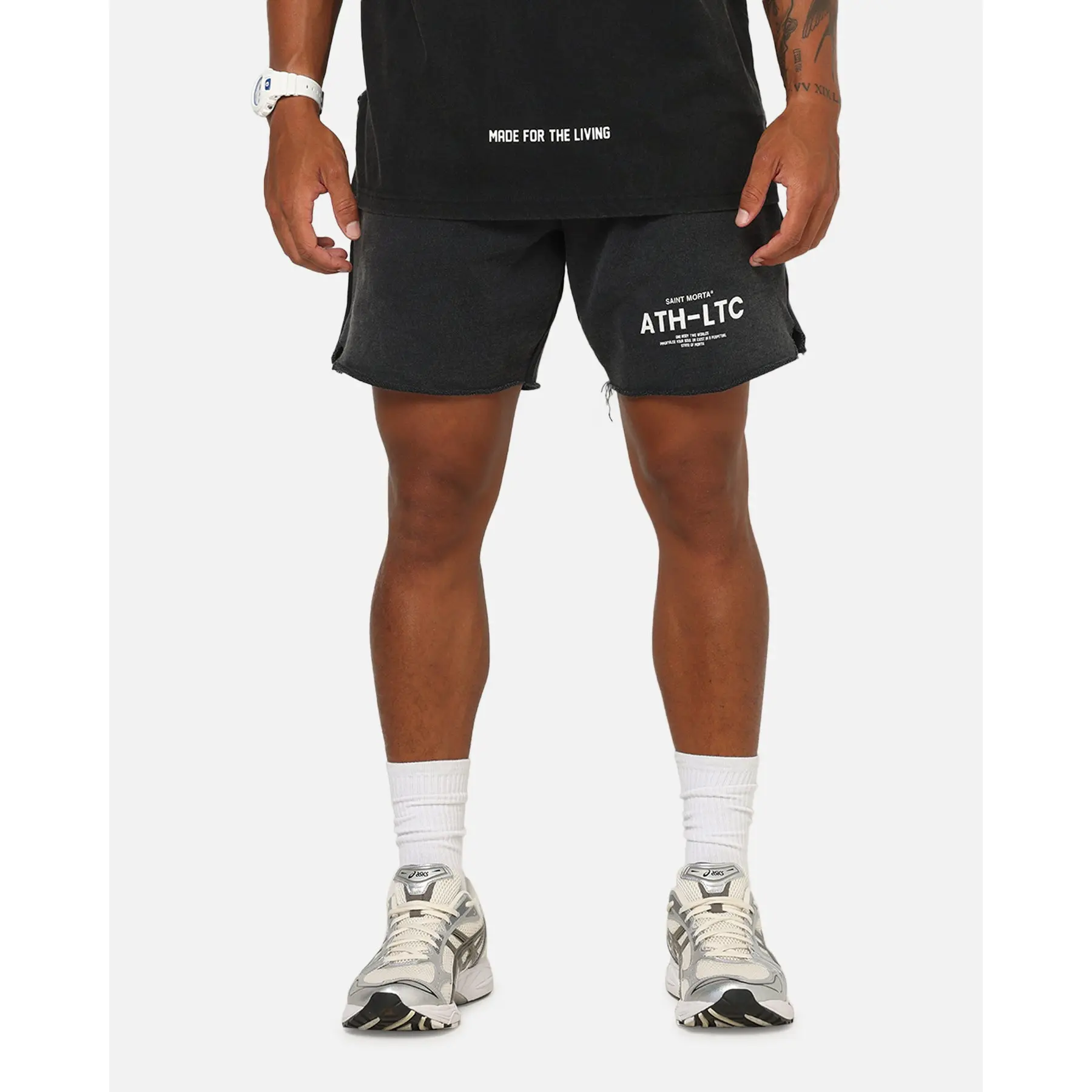 Saint Morta Athltc Sweat Shorts Washed Black