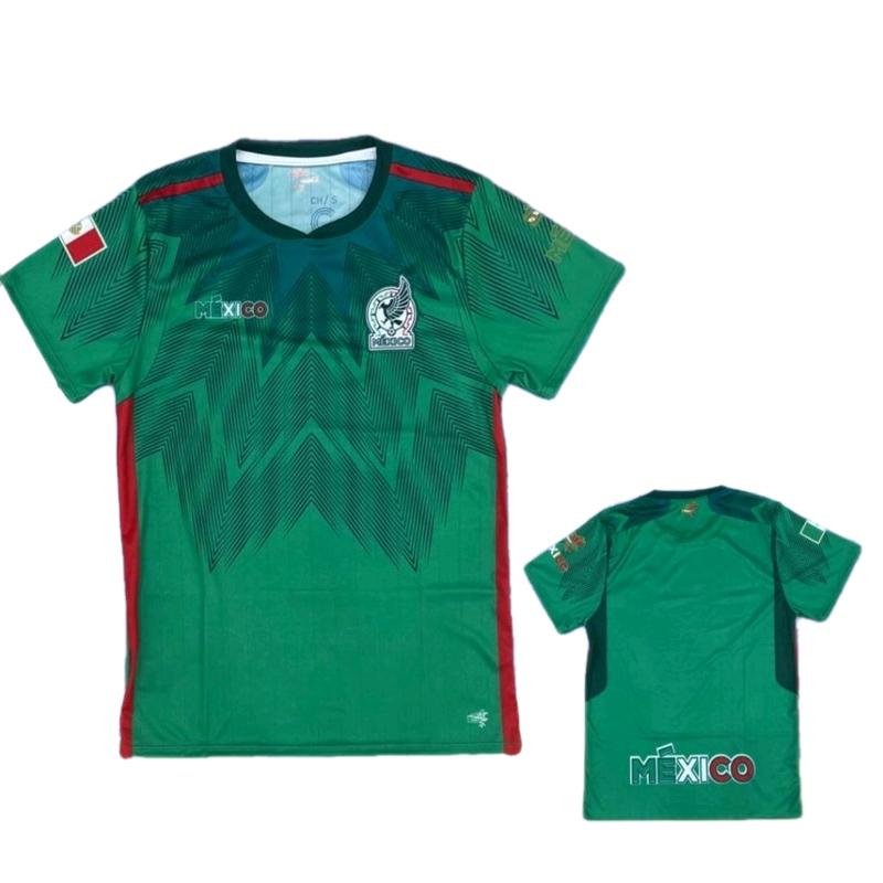 Mexico Qatar 2022 Home, Away, Mix Jersey - Green Jersey with Red Trim, Short Sleeves, and Logo Design