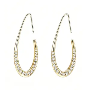 18K Gold Plated Earrings, Women's Oval Diamond Earrings Drop shaped Hypoallergenic Earrings,Jewelry Gifts For Women Teen Girls
