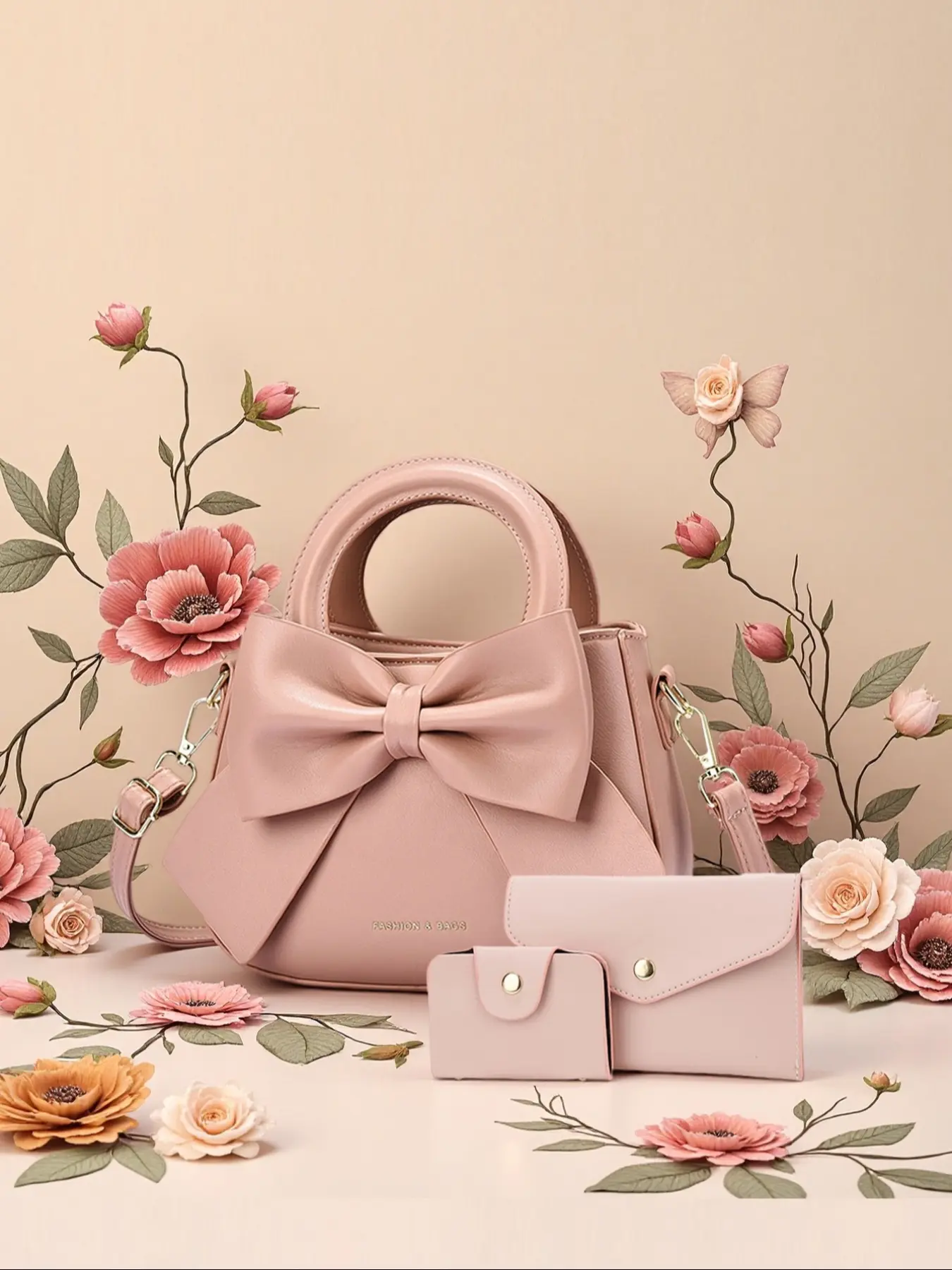 Romantic Sweet Bow Handbag, Stylish Versatile Shoulder Bag Set, Girl's Crossbody Small Bag, Casual Plain Pattern, All Seasons, Everyday Bag, Fashionable Bags, Crossbody Shoulder Purses