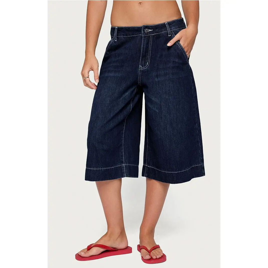 Edikted Women's Letty Low Rise Denim Bermuda Shorts
