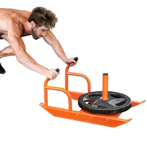 TikTokShopBlackFridayVEVOR Weight Training Pull Sled, Fitness Strength Speed Training Sled with Handle, Steel Power Sled Workout Equipment for Athletic Exercise & Speed Improvement, Suitable for 1"&2" Weight Plate, Orange