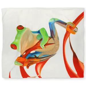 360 Stand King Size Microfiber Duvet Cover - Wildlife Motif, Frog Print Red-Eyed Frog Design, Vibrant Unique Exotic Look, Machine Washable, for King Size Bed Home Decor