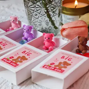 2/4pcs My Teddy Bear Mini Gift Box Set, Resin Heart & Bear Figurines with Encouragement Card, Perfect for Wedding, Christmas, Thanksgiving Gifts, Themed Gift Box