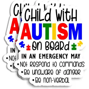 |  with  On Board Sticker (2 Pcs) -  Adhesive,  Autistic  Sign! Size 5" x 4.5" Spread Awareness on The Road