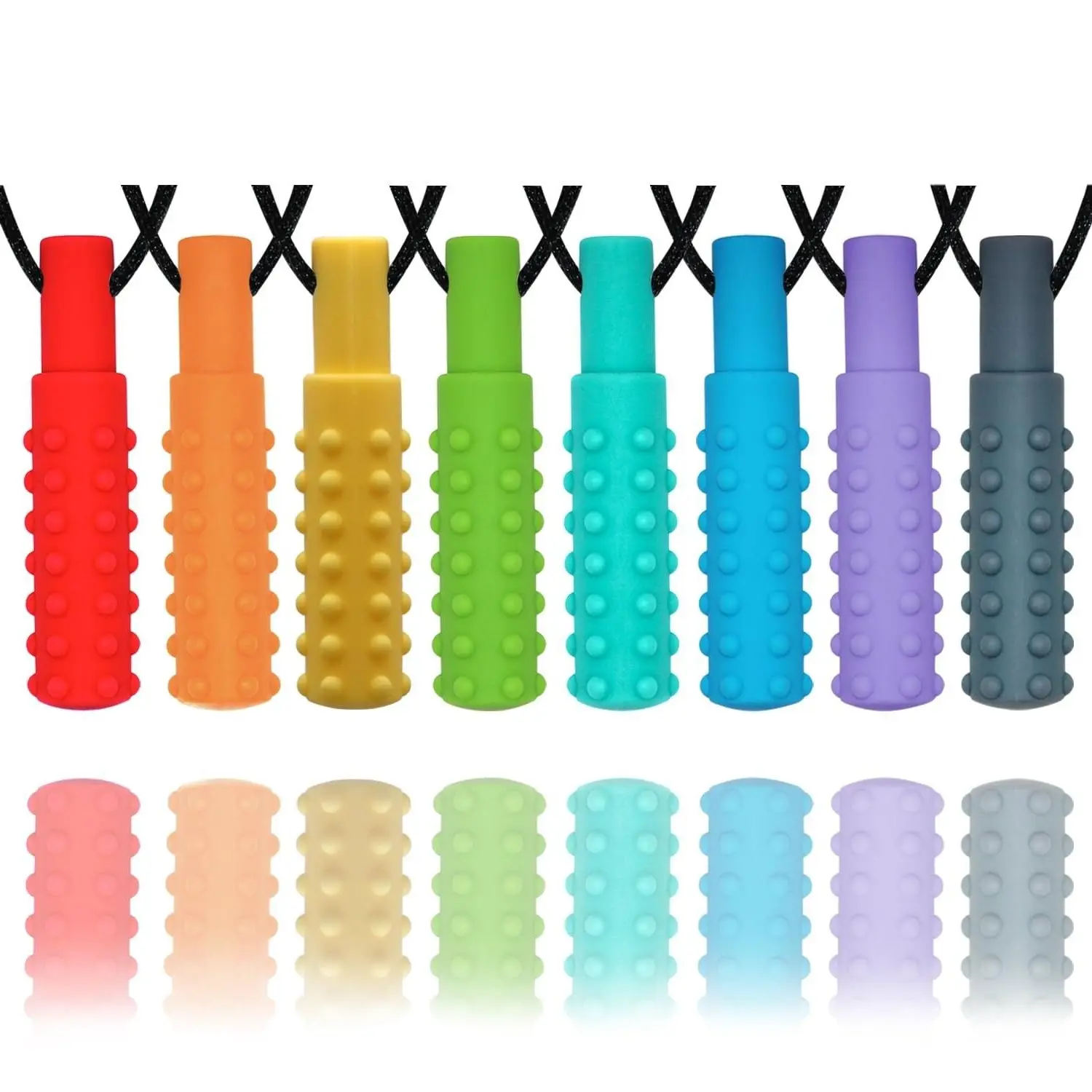 BY-FAN14 Sensory Chew Necklaces for Boys Girls and Adults, 8 Pack Chew Necklace for Autism, ADHD, SPD, Biting, Silicone Chew Necklace for Adults Reduce Chewing Anxiety Fidget