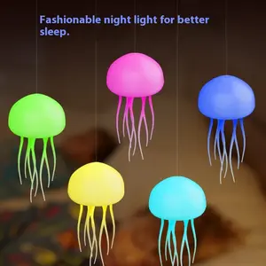 7-Color USB-Powered Floating Tentacle Pendant Light Full-Color Gradient Jellyfish LED Intelligent Voice Controlled Night ABS