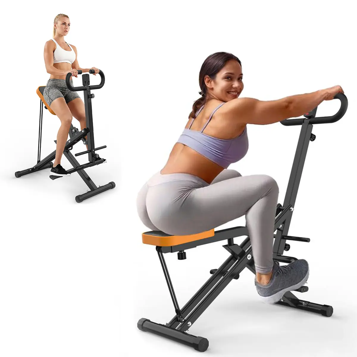 Foldable Squat Assist Trainer for Home Gym, Adjustable Butt Lifter & Glutes Workout Machine for Women's Full Body Training with Resistance Bands & Digital Monitor
