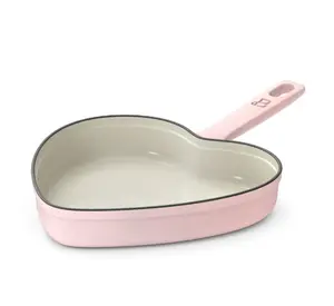 Beautiful 10” Enameled Cast Iron Heart Skillet, Pink Champagne by Drew Barrymore