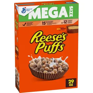 REESE'S PUFFS Chocolatey Peanut Butter Cereal, Kids Breakfast Cereal, Mega Size, 29 oz