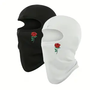 Moisture-Wicking, Breathable 2/3 Pack Rose Print Polyester Balaclava - UV Protection Sports Face Mask Versatile Outdoor Headwear with Stretchable Fit for Cycling, Motorcycling, Hiking, Skiing