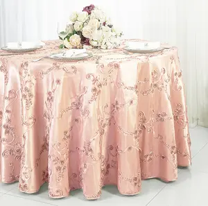 120" Seamless Round Ribbon Taffeta Tablecloth - Blush Pink/Rose Gold (1pc)