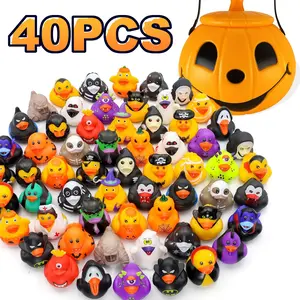 40PCS Rubber Ducks Gift Set with Bonus Pumpkin Bucket | Assorted Duckies for Jeeps Ducking, Rubber Duckies for Baby Bath Toys, Kids Bath Pool Toys Birthday Gifts Party Favors