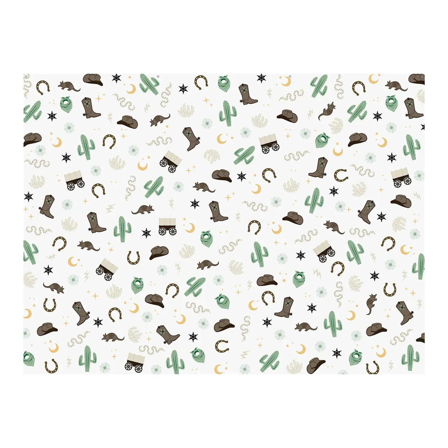 8 ft. x 6 ft. Modern Western Party Icons Polyester Backdrop, Cowboy, Decor, Photo