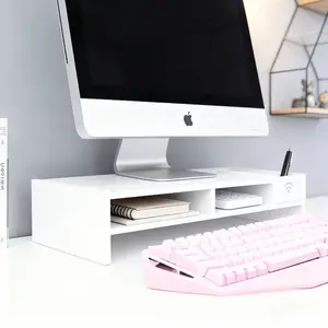 INS wind simple white monitor heightening rack, desktop storage and finishing heightening table, a must for study and office, stable load-bearing and storage, keyboard storage computer rack